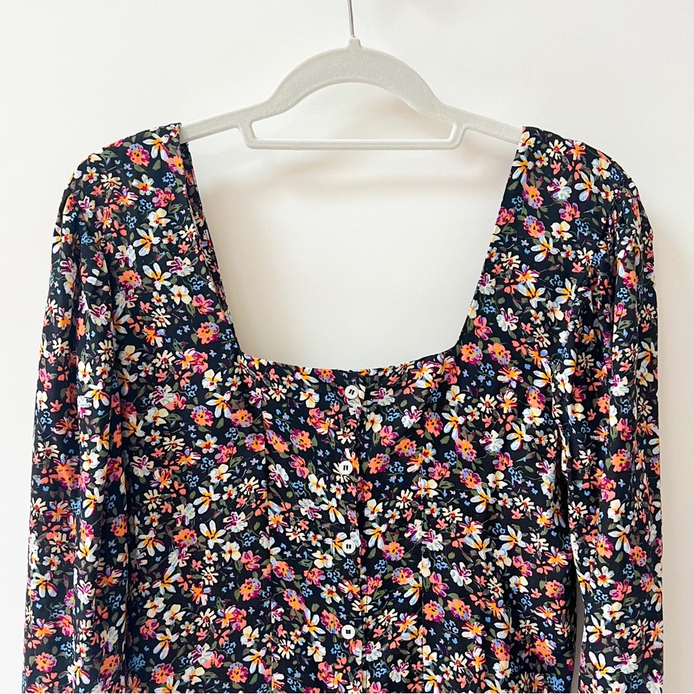 Long Sleeve Colorful Floral Midi Dress - Picture 6 of 13